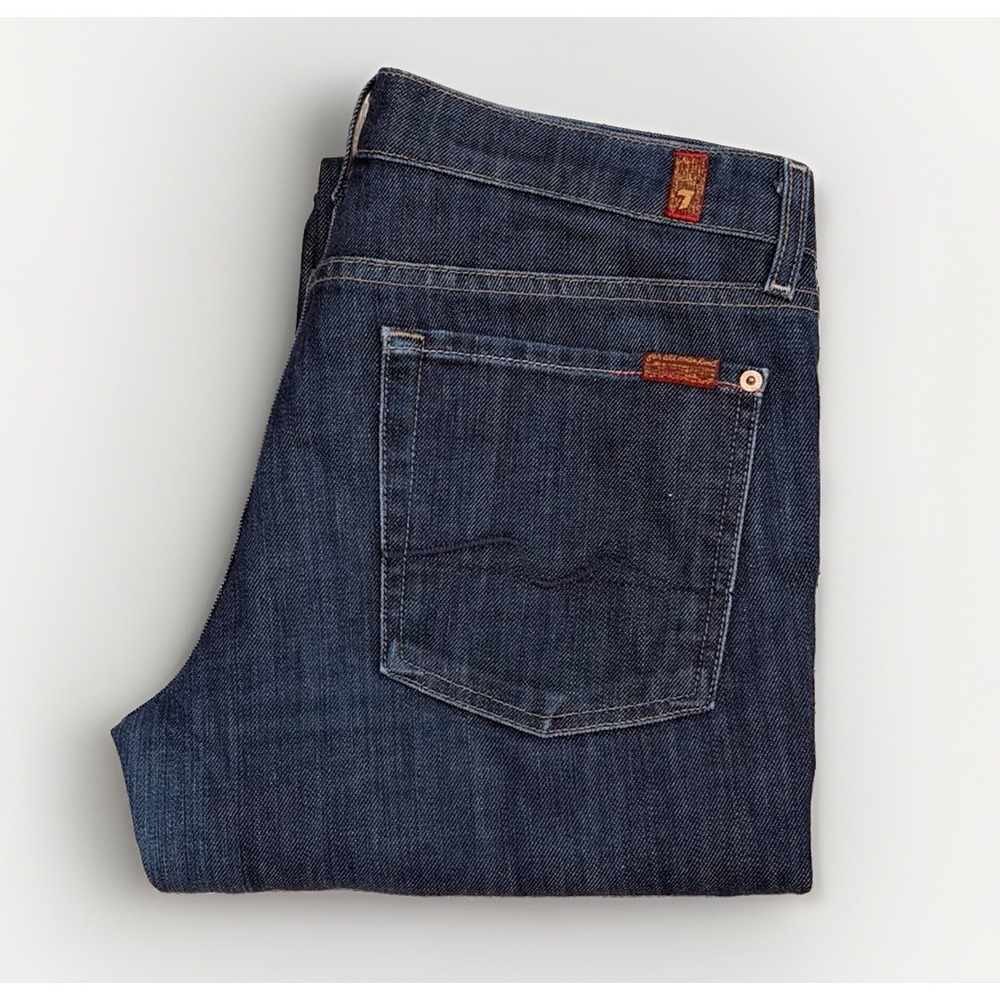 7 For All Mankind Womens Size 31 Jeans Bootcut Flare Low Rise Mid Blue USA Made